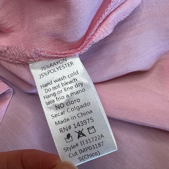 MILLIBON Women’s Pink Button Front Long Sleeve Shirt - Picture 3 of 8